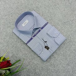 تصویر پیراهن مردانه کلاسیک راه راه استین بلند قواره بزرگ 