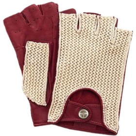 تصویر دستکش مدل رانندگی چرم و بافت DG33 - زرشکی - 7.5 