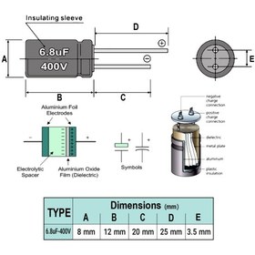 تصویر خازن الکترولیتی6.8/400V 
