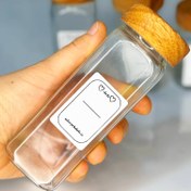 تصویر جا ادویه شیشه مک کارتی درب چوبی با سری نمکپاش و لیبل ضد آب - شیشه مک کارتی 