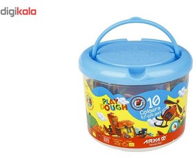 تصویر خمیر بازی سطلی 10 رنگ آریا همراه با ابزار و DVD آموزشی کد 1068 arya playdough 10 colors with tools