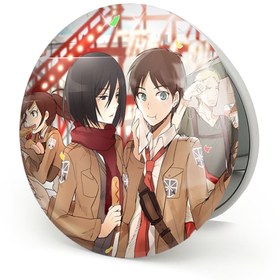 تصویر آینه تاشو خندالو طرح ارن و میکاسا انیمه اتک آن تایتان Attack on Titan 