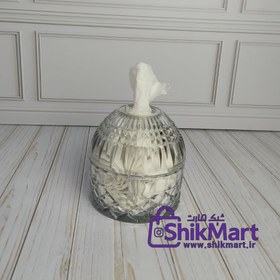 تصویر جا دستمال شیشه طرح کلبه 