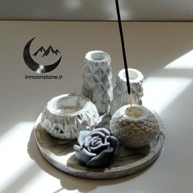 تصویر ست دکوری بتنی و شمع - رز 