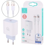 تصویر شارژر دیواری فست شارژ Usams T49 3A PD 20W + کابل تبدیل آیفونی Usams T49 3A PD 20W Fast Wall Charger With Lightning Cable