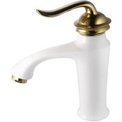 تصویر شیر روشویی مدل نیلا البرز روز سفید طلایی 