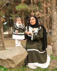 تصویر ست دختر و مادر شیکسون رنگ آبی روشن 