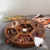 تصویر سینی دمنوش چوبی یلدا Wooden tea tray