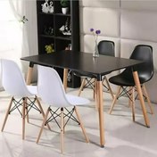 تصویر ست چهار نفره میز و صندلی کافه، رستوران، خانه، آشپزخانه فایبر پایه چوبی شرکتی 