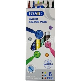 تصویر ماژیک رنگ آمیزی آبرنگی 6 رنگ بیسیک water colour pens 