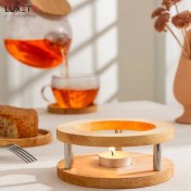 تصویر وارمر قوری چوبی رابروود مدل گرد دوبل 