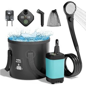 تصویر دوش کمپینگ Mytrix Portable Shower | باتری شارژی و سطل تاشو 20 لیتری 