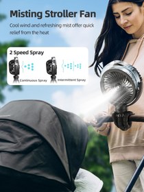 تصویر Misting Stroller Fan 6000mAh Battery Operated Portable Fan with Light amp 360? Pivoting Personal Fan with Flexible Tripod for Baby Office TravelTreadmillOutdoors - ارسال 10 الی 15 روز کاری 