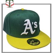 تصویر کلاه بیسبال Oakland A’s سبز و زرد – مدل New Era 59FIFTY 