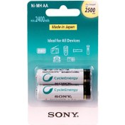 تصویر باتری قلمی شارژی سونی مدل Ni-MH AA ظرفیت ۲۵۰۰ میلی آمپر بسته ۲ عددی 