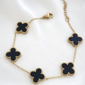 تصویر دستبند زنانه طرح ونکلیف با کاسه استیل رنگ مشکی 