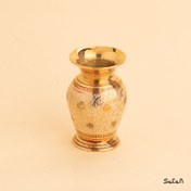 تصویر گلدان برنجی میناکاری 
