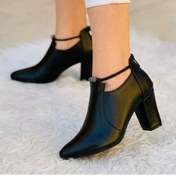 تصویر کفش پاشنه دار زنانه چرم مشکی 