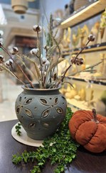 تصویر گلدان رومیزی پتینه طرح گل 