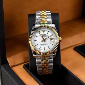تصویر ساعت مچی مردانه رولکس مدل 905M دورنگ طلایی صفحه سفید 