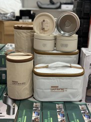 تصویر ست ظرف غذای چندطبقه Bento Box استیل ضدزنگ با کیف عایق و قاشق چنگال 