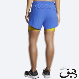 تصویر شلوارک ورزشی زنانه کشاله دار بروکس Brooks Chaser 5″ 2-in-1 Short آبی BROOKS WOMEN RUN WITHIN