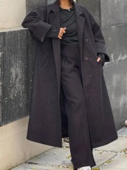 تصویر پالتو زنانه لانگ فوتر ذغالی مدل 71232 