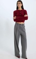 تصویر ژاکت کاردیگان کراپ دیفکتو زنانه (سایز S) کشباف شرابی DeFacto Knitwear Bordeaux Cardigan E2428AX 