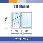 تصویر پنجره دوجداره دو حالته با شیشه ساده 