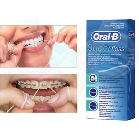 تصویر نخ دندان ارتودنسی سوپر فلاس اورال بی Oral B Super Braces, Bridges Flosse 