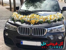 تصویر تزیین ماشین عروس بی ام و مشکی 606 