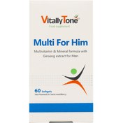 تصویر کپسول ژلاتینی مولتی فور هیم مخصوص آقایان ویتالی تون 60 عدد Vitally Tone Multi For Him 60 Softgels