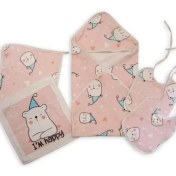 تصویر سرویس حوله نوزاد 6 تکه پودایران طرح خرس 