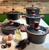 تصویر سرویس قابلمه زیو مدل دیاموند ۱۰ تیکه گرانیت سنگی zio z-7110 Cockware Set Diamond Casserole Set zio z-7110