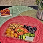 تصویر ظرف یکبار مصرف پنج قسمتی در دار لولایی شفاف 