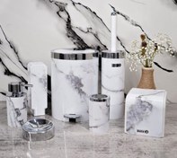 تصویر ست 5 پارچه مدل طرح سنگ ماربل سفید کروم بتیس - ست 7 پارچه 