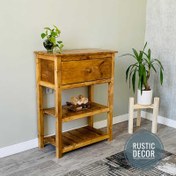 تصویر کنسول چوبی روستیک دکور مدل کافی بار خانگی wooden console