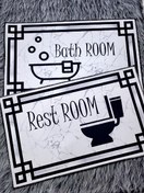 تصویر ست پادری حمام دستشویی طوسی روشن (جفت) 