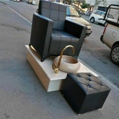 تصویر ست مبل پدیکور آرایشگاهی با استیج PVC رنگبندی متنوع 