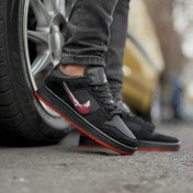 تصویر کتانی نایکی ایر جردن دراگون مردانه مشکی سفید با چرم مصنوعی 