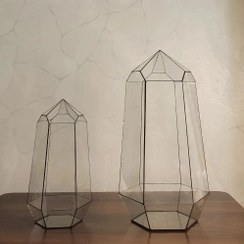 تصویر شیشه تراریوم چندوجهی طرح کله قندی بزرگ 