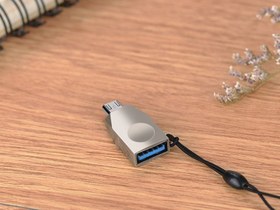 تصویر مبدل میکرو یو اس بی به یو اس بی هوکو Hoco UA10 Micro USB to USB Converter نقره ای کابل تبدیل USB به micro USB microUSB