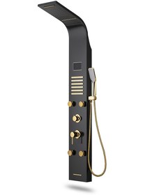 تصویر پنل دوش حمام آرامان مدل H استیل ۳۰۴ با رنگ طلایی براق 