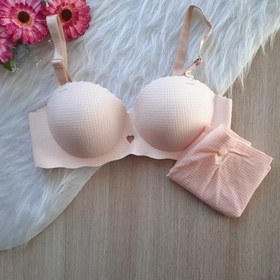 تصویر ست سوتین و شورت لیزری دخترانه سایز ۶۰ و ۶۵ رنگ کرم، مشکی، گلبهی، صورتی، آبی 