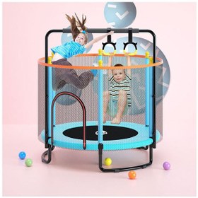 تصویر ترامپولین با شبکه ایمنی 140x140x160 سانتیمتر برند kidle Trampoline With Safety Gear Net 140x140x160cm