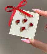 تصویر ست جواهرات قلب قرمز 