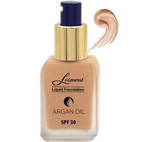 تصویر کرم پودر حاوی روغن آرگان و آلوئه ورا حجم 35 میل لوسمنت 201 Losment Contain Aloe Vera And Argan Oil Foundation 35 ml