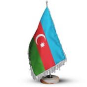 تصویر پرچم رومیزی افراتوس کشور آذربایجان ریشه زرد با پایه سنگی 