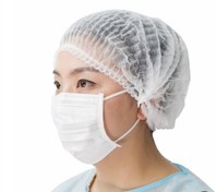 تصویر کلاه آکاردئونی در دو جنس پلاستیکی و پارچه ای در بسته های 100تایی یک بار مصرف 