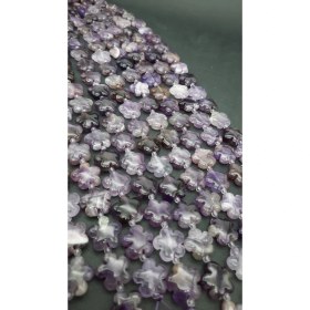 تصویر ریسه سنگ آمیتیست طرح گل 15 میل 